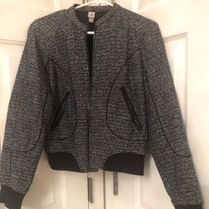 Navy tweed bomber jacket